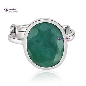 NOVAMART Fine Fine 925 Silver <b>Adjustable</b> <b>Ring</b> with 4.25-11.25 Ratti Emerald/Panna Gemstones Wholesale Export - Product Image 2