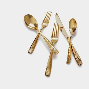 New <b>Gold</b> Plated High Quality Flatware Set with Royal Look Luxury Dotted Design Stainless Steel Flatware - Product Image 2