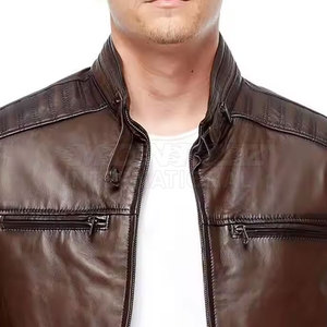 Venta al por mayor de chaquetas de cuero para hombre, estilo nuevo 2025, con capucha, de lona, ecológicas, con logo frontal, para invierno - Product Image 5