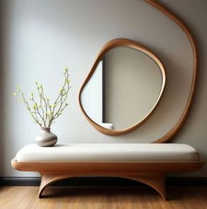 Marco de espejo de pared de madera de estilo rústico al por mayor detalles antiguos hechos a mano para uso decorativo en el hogar acogedor - Product Image 2