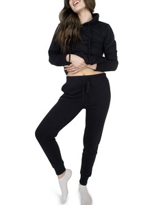 Ensemble de survêtement de sport pour femme, coupe ajustée, 100 % coton, à capuche, couleur unie, haute qualité, vente en gros, pour l'hiver - Product Image 4