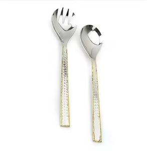 Ensemble de couverts à salade en acier inoxydable poli miroir, passe au lave-vaisselle, fourchette et serveur, ustensiles à salade en métal - Product Image 4