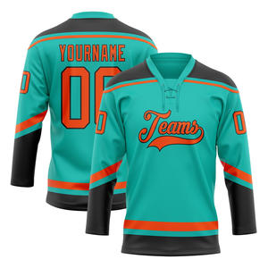 Camisetas de equipo de hockey sobre hielo de gama alta Aqua Color adulto proveedor de uniformes personalizados transpirable Jersey personalizado - Product Image 1