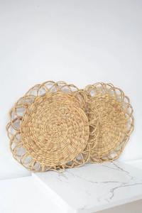 Modern Boho Woven Seagrass Placemat <b>Round</b> Dining <b>Tablemat</b> and Coasters Natural Rattan with New Style for Home Use - Product Image 5