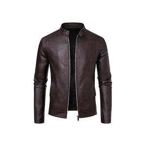 Chaqueta de motorista de invierno Vintage para hombre, Chaqueta corta de cuero PU - Product Image 2