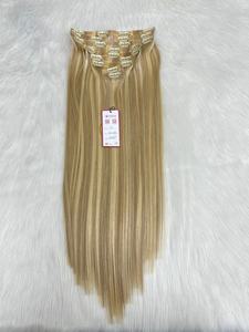 Top Grade Raw Virgin Double Drawn Remy Hair <b>Extensions</b> Piano Color 6C+613 Straight <b>Clip</b>-in Seamless Human Hair - Product Image 4
