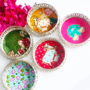 Plateau mural en bois de vache Pichwai, décoration murale, décoration de jardin et de maison, plateau rond décoratif, cadeau de remerciement, Thanksgiving, cadeau de fête - Product Image 5