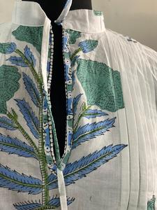 Haute Qualité Coton Handblock Imprimé Plited Bordure Longue Robe Pour Les Femmes De Mode Fabricant Indien - Product Image 5