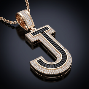 Collar con Colgante de Letra Inicial de Hip Hop para Hombre |   Joyería con Letras del Alfabeto en Plata Plateada con Incrustaciones de Moissanita, Diseño Moderno - Product Image 5