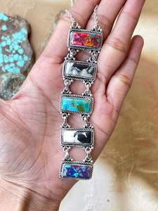 Collier multi-pierres fait à la main en argent sterling plaqué or plaqué rhodium de haute qualité bijoux Boho pour femmes - Product Image 2