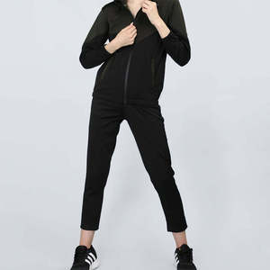 Ensemble de survêtement tendance pour femme, deux pièces, avec fermeture éclair, veste à fermeture éclair intégrale, sweat-shirts à capuche élastiques pour homme - Product Image 6