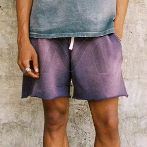 Men's Retro Acid Wash Denim Shorts with Distressed <b>Detailing</b>, Ideal for Casual Everyday Wear, Comfortable Fit - Product Image 4