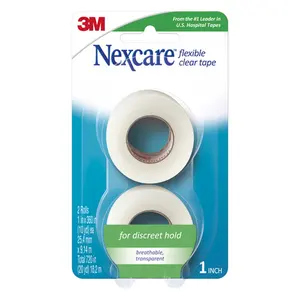 Nexcare Flexibele Doorzichtige Tape, Waterdichte Transparante Medische Tape, Beveiligt Dressings En Katheter Tubing - 1 In X 10 M