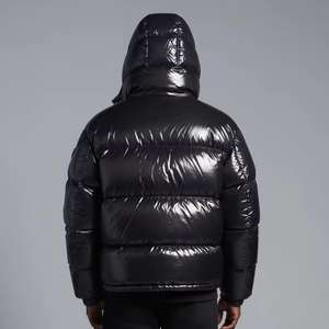 Hot Selling Custom Embroidered Logo Color Block Men's <b>Plus</b> <b>Size</b> <b>Waterproof</b> Windproof Shinny Canvas Puffer <b>Jacket</b> Hooded - Product Image 4