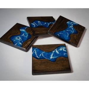 Sous-verres modernes en bois et résine époxy pour bar, cuisine, pendaison de crémaillère, cadeau d'anniversaire - Product Image 3