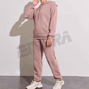 Traje deportivo para mujer Sudadera con capucha térmica y pantalones de chándal Conjunto de dos piezas con cordón de hombro caído Conjunto de ropa de descanso con forro polar cálido - Product Image 5