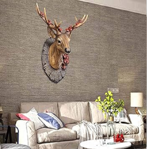 Realistic resin deer head sculpture with intricate antlers for a classic look. Available at wholesale prices. - Product Image 2