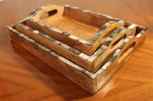 Plateau en résine artisanal contemporain, incrustation de nacre, style moderne et luxueux, facile à nettoyer, vaisselle pour la cuisine, 10x12 pouces - Product Image 6