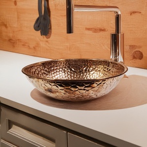 Lavabo de Baño de Lujo, Hecho a Mano, de Cobre Martillado, Sólido, OEM/Venta al por Mayor para Fabricantes de Muebles de Baño, Renovaciones, Tinas - Product Image 3