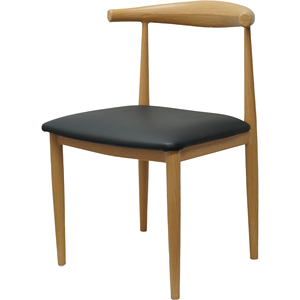 Sedia da pranzo contemporanea con schienale alto, effetto legno, braccioli e seduta imbottita in pelle PU - Product Image 5