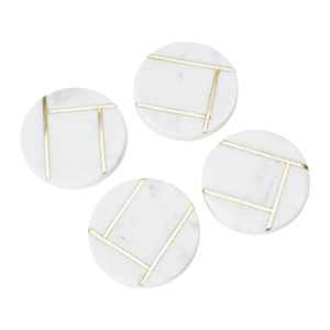 Posavasos de mármol para restaurante, accesorios decorativos de mesa de té, posavasos de mármol blanco con posavasos de piedra de latón - Product Image 3