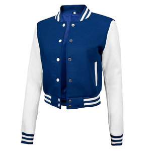Chaquetas de béisbol Varsity de alta calidad para mujer, chaquetas universitarias de mujer con logotipo bordado de chenilla y forro de lana - Product Image 1