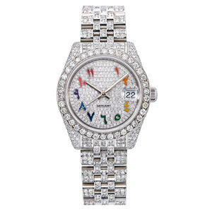 Montre de luxe pour homme en acier inoxydable avec cadran en verre Moissanite et logo personnalisé, style tendance et quartz - Product Image 1