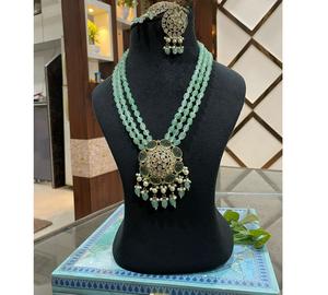 Conjunto de Collar y Aretes de Piedras Kundan Chapadas en Oro de Primera Calidad para Mujer, Colección para Bodas y Fiestas - Product Image 1