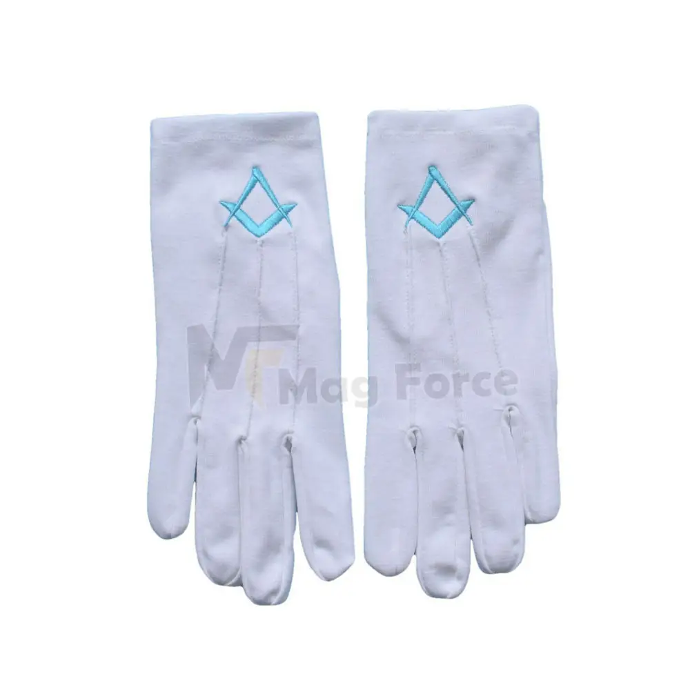 Hochwertige Freimaurer-Baumwoll handschuhe Bestickte Freimaurer-Freimaurer handschuhe aus Baumwolle mit individuellem Logo