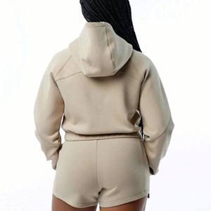 Femmes poche avant surdimensionné polaire à l'intérieur Crop luxe sweats à capuche et sweat à capuche fermeture éclair 2 pièces ensemble tenue décontracté 2026 - Product Image 2