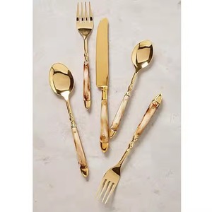 Fregona de acero con espejo Juego de cubiertos de lujo Portabilidad Cucharas de boda y tenedores de metal con juego de cubiertos de nácar - Product Image 5