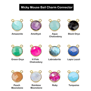 925 Sterling Silver Rainbow Moonstone Round Bezel Gemstone Micky Mouse <b>Bail</b> Gold Vermeil Jewelry Making Necklace Charm <b>Pendant</b> - Product Image 5