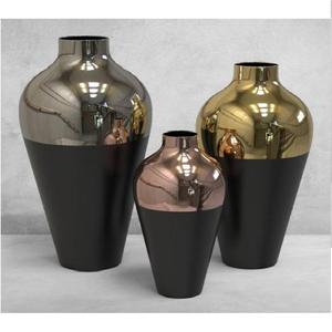 Juego de Jarrones Decorativos de Metal de Dos Tonos de Lujo, Negro Mate y Dorado Pulido, Jarrones Modernos para Flores. - Product Image 1