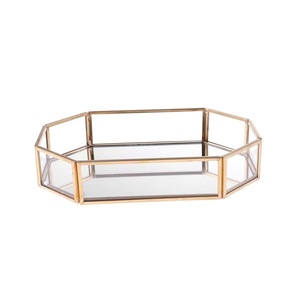 HANDMADE DECORATIVE <b>TRAY</b> METAL <b>GOLD</b> COLOR DINNERWARE ALUMINIUM HEXAGON SHAPE DESIGN CHRISTMAS <b>SERVING</b> <b>TRAY</b> for HOTEL SUPPLIES - Product Image 2