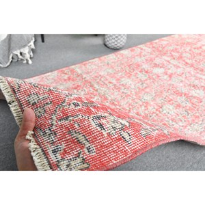 Tapis Turc Vintage Fait à la Main en Laine Écologique Rose Blanc Grande Surface Style Tabriz Couloir Rectangulaire Motif Salle à Manger - Product Image 4