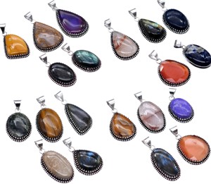 Colliers de mode vintage pour femmes avec pendentifs en pierres précieuses naturelles, lot de mélange de réglage de lunette en laiton en vrac en gros sur EBay - Product Image 4