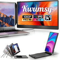Moniteur portable pour ordinateur portable 14'' 1080P FHD IPS LCD, utilisation flexible, modes multiples, double série professionnelle C intégrée, commande urgente