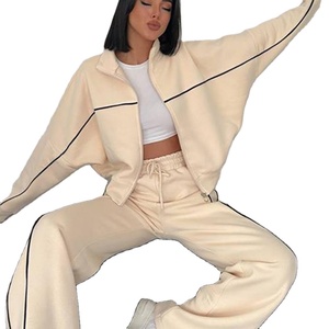 ชุดวอร์ม2ชิ้นมีซิปโพลีเอสเตอร์100% โลโก้แบบกำหนดเองชุดวอร์มเสื้อแขนยาวลำลองขนาดใหญ่ชุดวอร์มกางเกงวิ่งจ็อกเกอร์ - Product Image 1