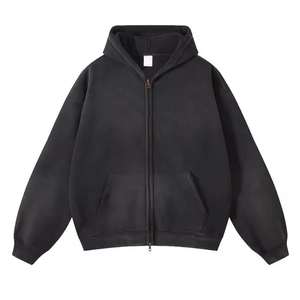 Sweat-shirts personnalisés 500 g/m² en coton 100 % lourd, effet délavé à l'acide, coupe ample vintage, impression numérique, fermeture éclair double, pour l'hiver - Product Image 4