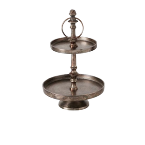 Support à gâteau décoratif en métal à deux niveaux, de luxe, pour fruits et desserts, idéal pour les fêtes d'anniversaire - Product Image 3