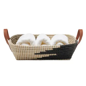Cesta de Almacenamiento Rectangular de Pasto Marino Natural Ecológica de Alta Calidad, Diseños OEM Personalizables, Estilo Boho, Hecha a Mano, Multifuncional, 0-1L - Product Image 3