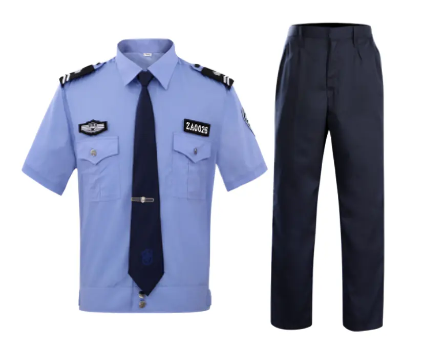 दैनिक पहनने के लिए प्रीमियम कॉटन पॉलिएस्टर हल्का नीला सुरक्षा वर्दी सेट भारतीय निर्यातक से किफायती मूल्य पर उपलब्ध है