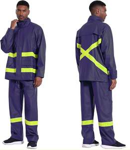 Men's Workwear <b>Waterproof</b> Rain <b>Jacket</b> & Pants Set - Heavy Duty Eco-Friendly <b>Hi</b>-<b>Vis</b> Reflective Design - Product Image 5