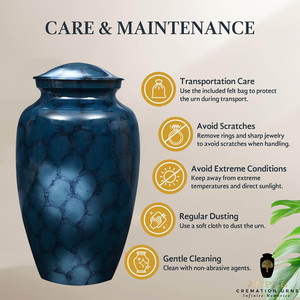 โกศบรรจุอัฐิแบบอเมริกันสีน้ำเงิน สำหรับบรรจุอัฐิมนุษย์ คุณภาพพรีเมียม ทนทาน เป็นมิตรกับสิ่งแวดล้อม ความจุ 220 คิวบิกอินช์ - Product Image 5