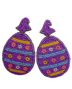 Boucles d'oreilles perlées de chasse aux oeufs de Pâques Bijoux printaniers colorés pour les célébrations festives - Product Image 1