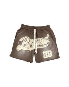 Personalizado mezcla de algodón sólido color liso sol desteñido desgastado bordado cordón cintura bolsillo lateral pantalones cortos para hombres - Product Image 4