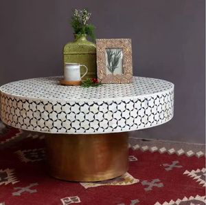 โต๊ะกาแฟฝังกระดูกหรูหราพร้อมตรงกลางหินอาเกตสุดหรู - Product Image 3