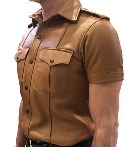 เสื้อเชิ๊ตหนังแกะสำหรับผู้ชาย, เสื้อเชิ๊ตหนังแกะย้อมสีล้วนระบายอากาศได้ดีดีไซน์ตามสั่งสำหรับฤดูหนาว - Product Image 1