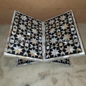 ที่ตั้งคัมภีร์กุรอานฝังมุกที่ทำด้วยมือที่สร้างขึ้นอย่างสวยงามขาตั้งรูปเปลือกหอยทะเลสีดำและสีขาวสำหรับตกแต่ง - Product Image 3