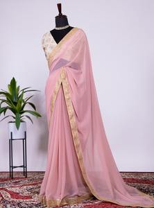 Sari DE TRABAJO bordado de secuencia de Georgette de alta calidad con pieza de blusa para ropa de fiesta India vestido de mujer al por mayor - Product Image 3